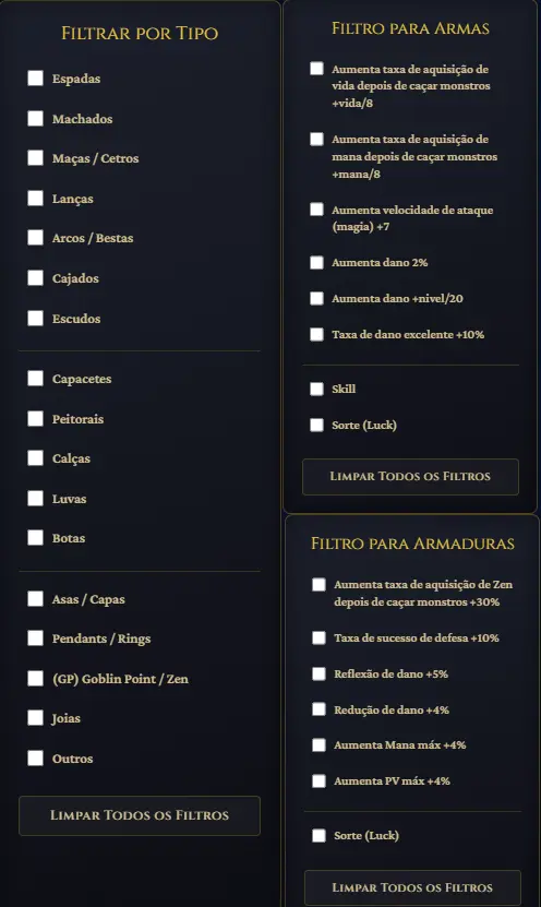 Filtros Laterais