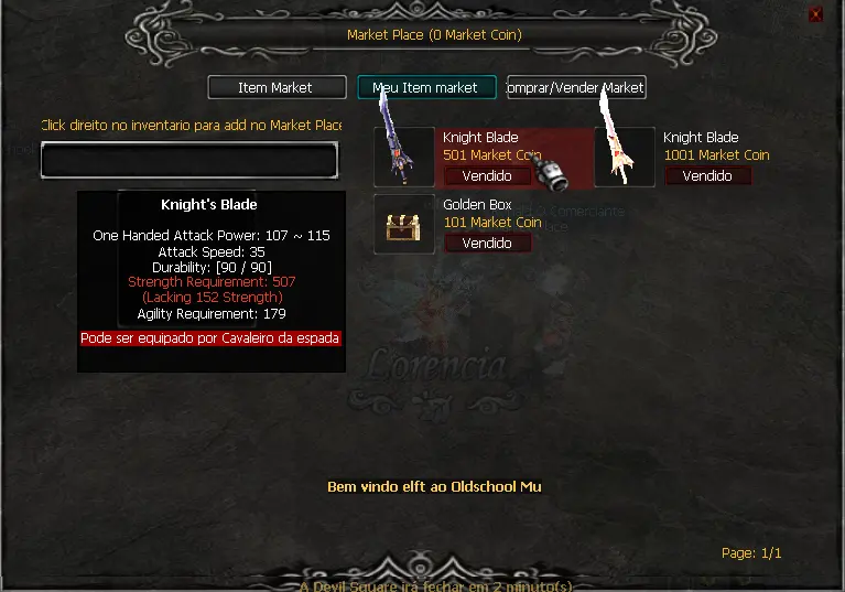 Item Vendido no Marketplace